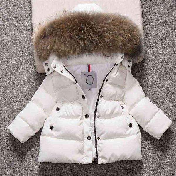 Kids Snowsuit Hooded Boys Winter Coat Snow Wear Down Cotton Thermal children winter Outwear Parkas Fur Collar 4-13T 210916RT