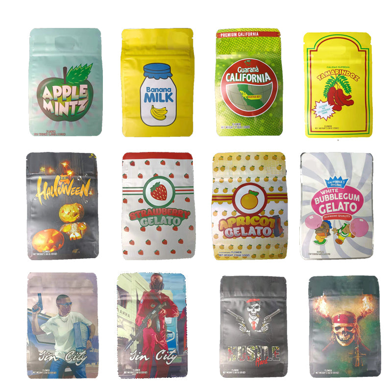 3.5 backpack boyz mylar bag childproof tomyz tamarindoz white bubblegum gelato strawberry halloween printed ziplock bag for dry flower herb