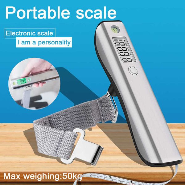 50kg-110Lbs Luggage Scale with Handy Bubble Level and Tape Measure For Traveler Electronic Balance Baggage Weight Scale 210927
