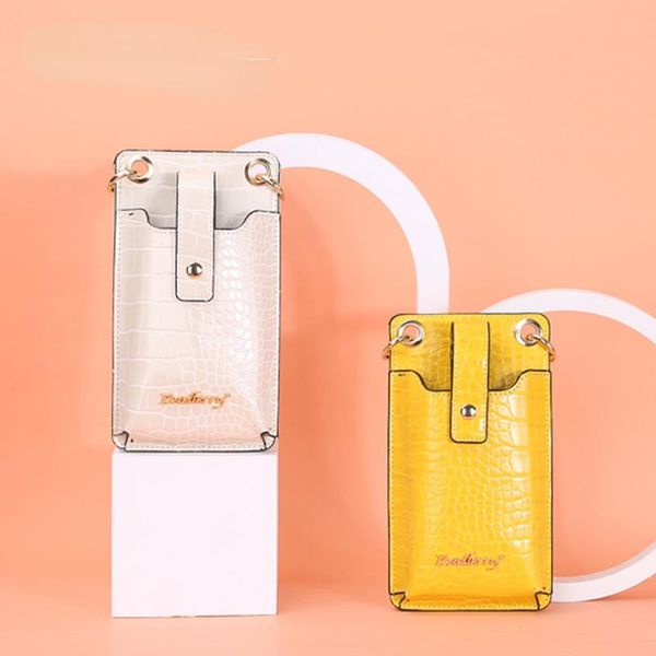 Card Holders Crocodile Pattern Ladies Mobile Phone Credential Holder Coin Purse Id Woman Wallet Vertical Zipper Messenger Bag