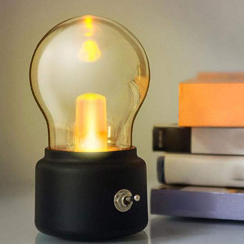 Night Lights Retro Light USB Rechargeable LED Desk Bulb Portable Bedside Lamp For Bedroom Luminaire Writing