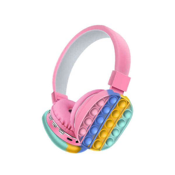 Fidget Wireless Headset Adjustable Push Bubble Head-mounted Headphone Portable Decompression Rainbow Bluetooth Stereo