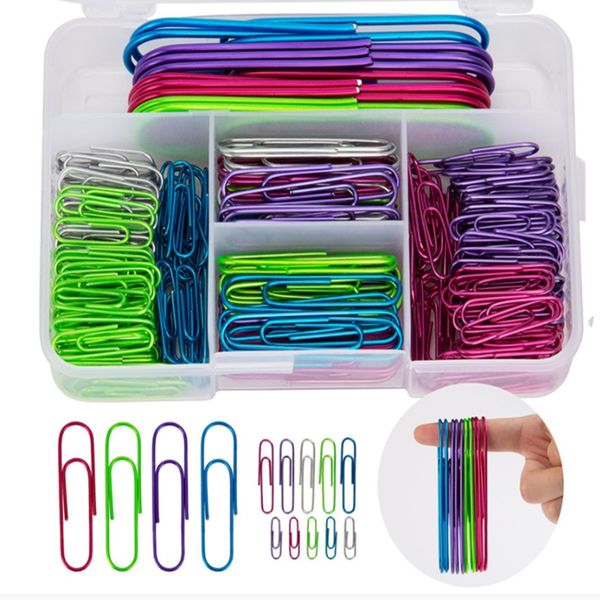 250pcs-box=1set Desk accessories 28mm 50mm 100mm Colorful Metal Binder Clipper Paper Clip Office Stationery Binding Supplies Shool Marking C