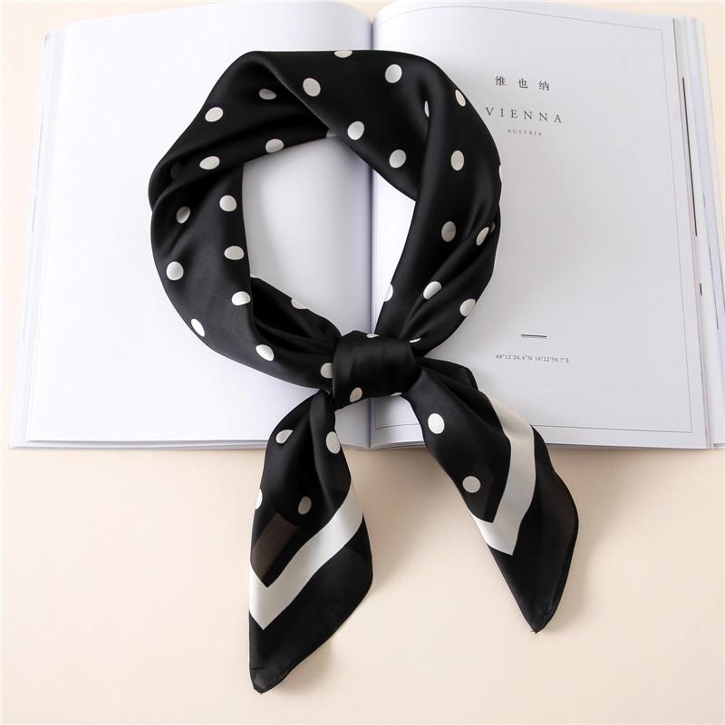 Scarves 70*70cm Square Silk Feel Satin Scarf Fashion Women Polka Dot Head Skinny Retro Hair Tie Band Small Wrap Neck Snood