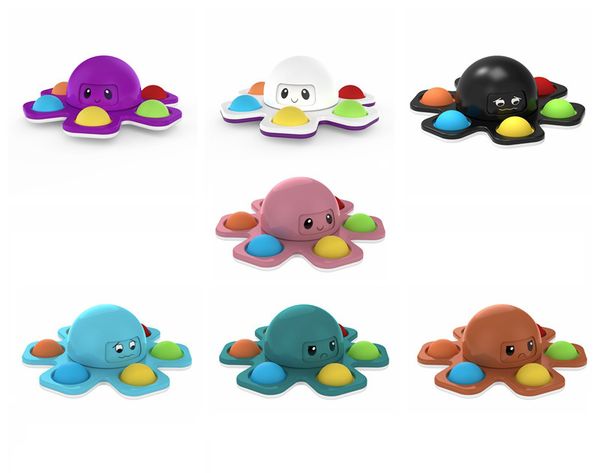 Cute Spin Octopus Fidget Spinner Toys Happy Sad Anti Stress Hand Fingertip Gyro Push Bubble Change Face Poppit Unzip Toy