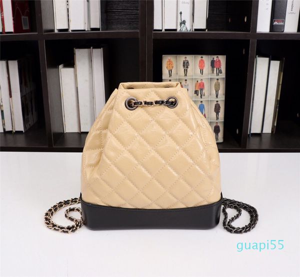 Top quality girl luxurys designers backpack bags Cross-riding backpacks Genuine leather wallet hardware chain plain thin rope woman travel