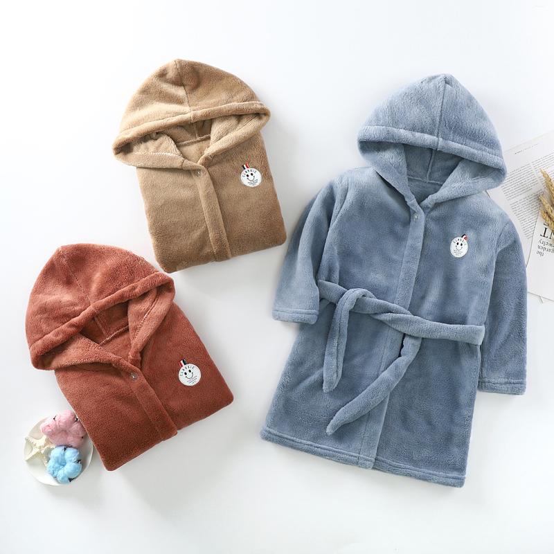 Blankets & Swaddling Kids Baby Robe Flannel Hoodies After Bath Girl Boys Sleepwear Colorful Towel Soft Bathrobe Pajamas Children&#039;s Clothing