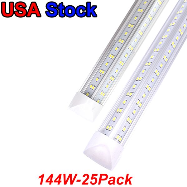 V-Shaped Integrate T8 LED Tube 2 4 5 6 8 Feet Fluorescent Lamp 144W 8Ft 4Rows Light Tubes Cooler Door Lighting Stock In USA