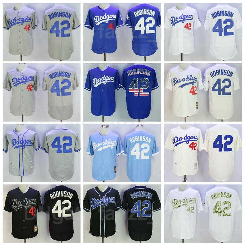 Retro 42 Jackie Robinson 1955 Vintage Baseball Jersey Retire Team Cool Base Blue White Grey Beige Black All Stitched Flexbase Pullover Excellent Qua