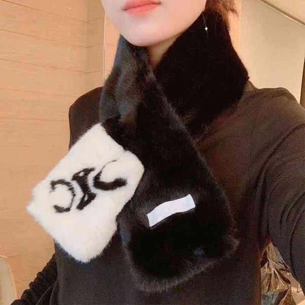 Scarf Neckerchief Scarves Warm and Windproof Wool in Winter Female Rabbit Fur Thickened 2021 Versatile
