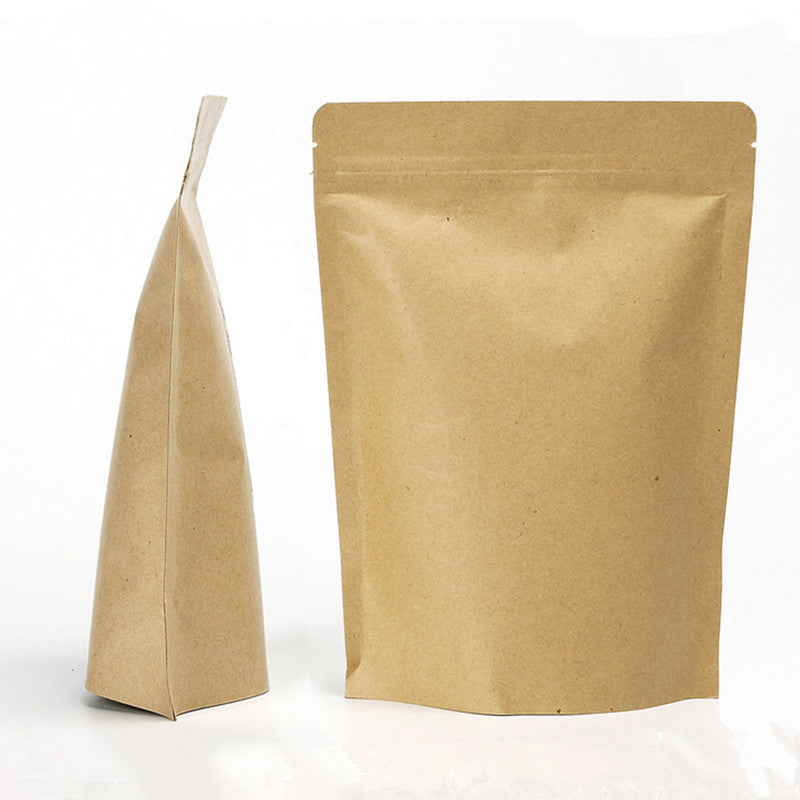 100pcs Thick Resealable Stand up Kraft Paper Zip Lock Packaging Bag Resealable Coffee Powder Snack Sugar Nuts Tea Waterproof X-mas Wedding Gifts Sto