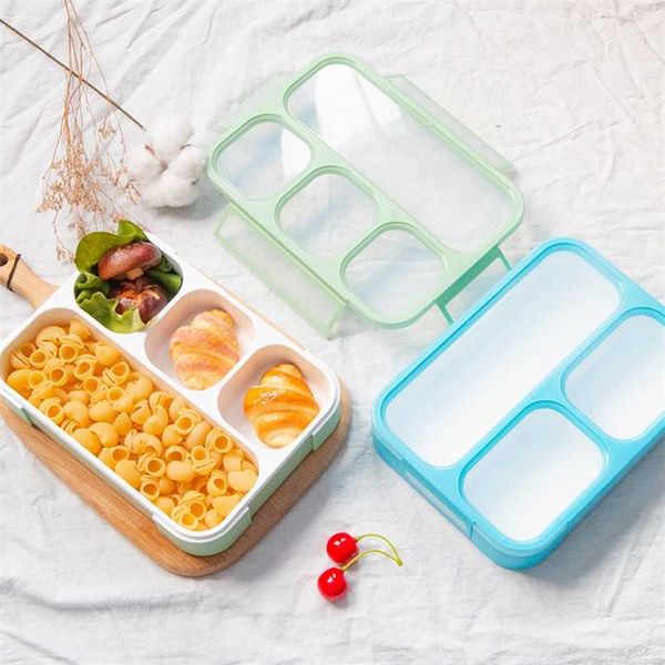 1000ML Lattice Lunch Box High Capacity Leakproof Portable Food Container Travel Camping Office School Healthy Material Bento Box 211108