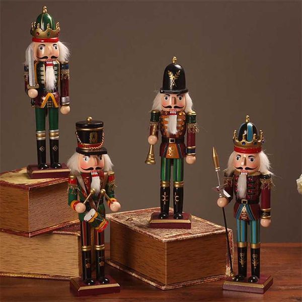Wooden Nutcracker Soldier Figurines Ornaments 30CM Nutcracker Puppet Desktop Crafts Kids Gifts Christmas HomeDecorations 211109