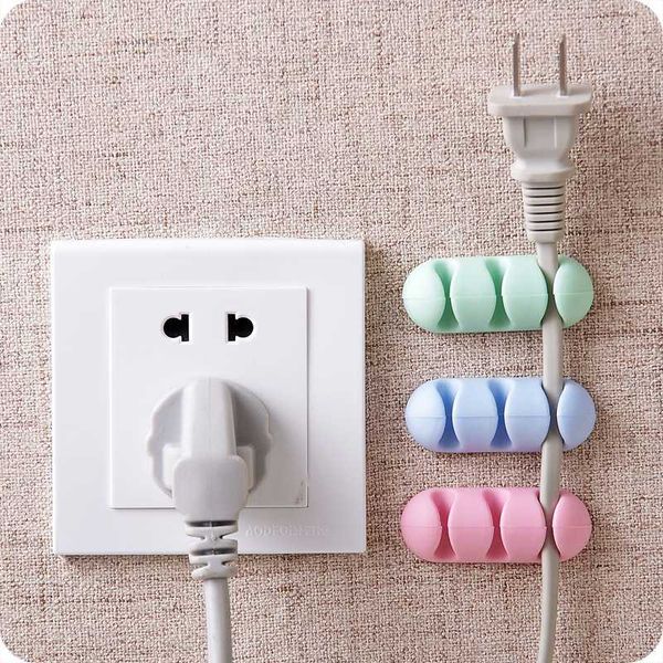 2pcs-lot Silicone Self-adhesive Office Desk Wire Organizer Kitchen Wire Fixing Gadget Desktop Wire Storage Holder Accessories DH8457