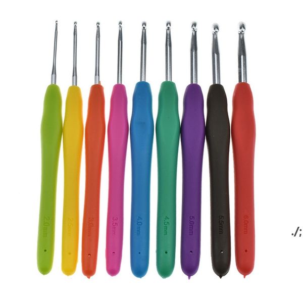 9PC-Set Metal Crochet Hook Knitting Needles Crochet Tool with Soft Handle DIY Knitting Needles RRD11928
