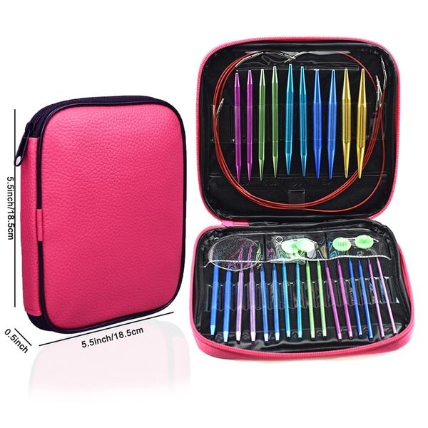 Aluminum Circular Knitting Needles crafts Set 26pc Interchangeable with Case for Any Crochet Patterns & Yarns Arts,Crafts & Sewing