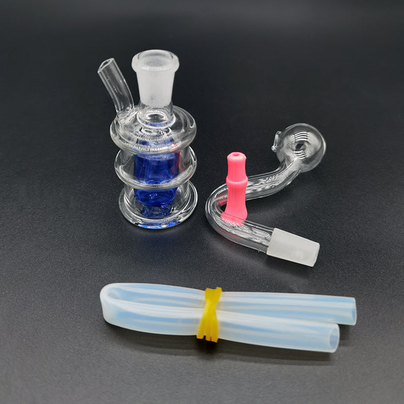 Mini Glass Oil Burner Bong Hookahs Bubbler Water Pipe Joint Size 10mm With Oils Burners Hose Dab Rig Bongs For Smoking