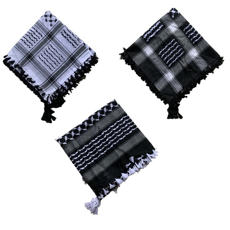 Scarves M7DD Desert Shemagh Keffiyeh Arab Tessel Scarf Muslim Hijab Turban