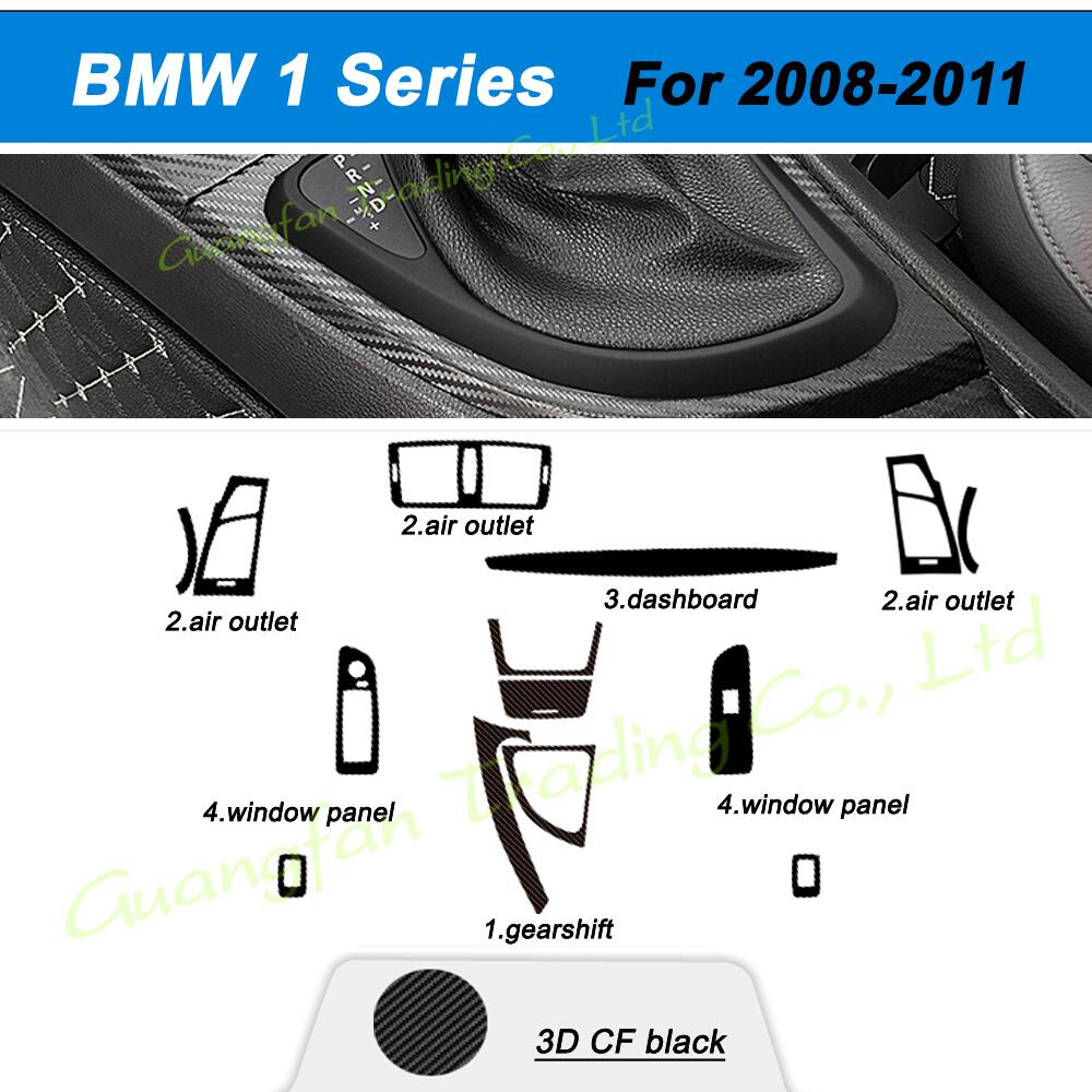 For BMW 1 Series E81 E82 E87 2006-2011 Interior Central Control Panel Door Handle 3D-5D Carbon Fiber Stickers Decals Car styling Accessorie