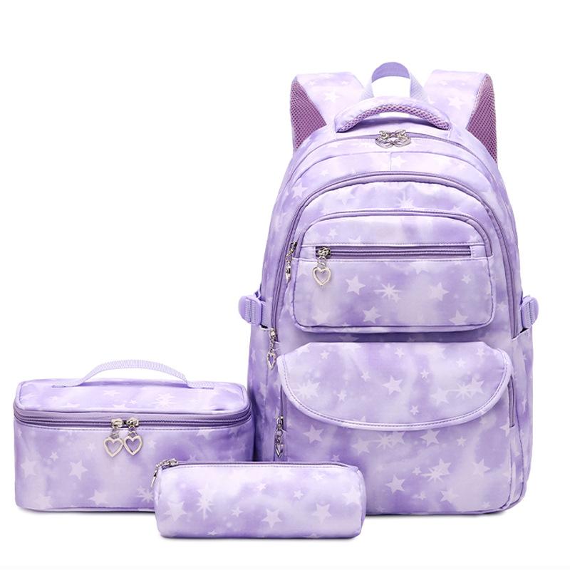 School Bags Stars Printing Girls Backpacks Children Schoolbag For Girl Princess Backpack With Lunch Case Kids Satchels