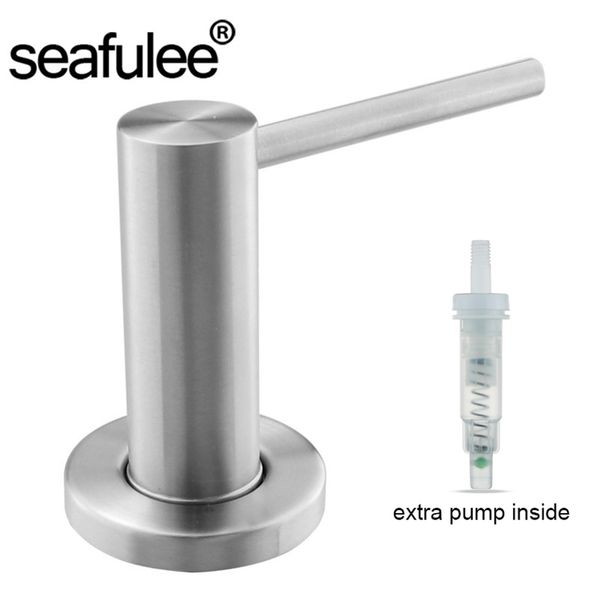 304 Solid Stainless Steel Brushed Spot Kitchen Sink Liquid Soap Dispenser 17 OZ (500ML)Bottle 211206