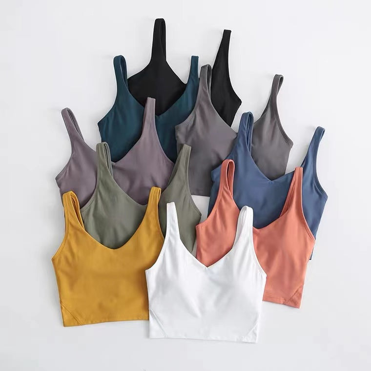 Gym tank Clothes Women&#039;s Underwear Yoga Sports Bra Back Bodybuilding All Match Casual Push Up Align bra Crop Tops Running Fitness Workout Vest