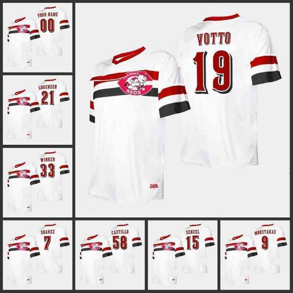 Cincinnati&#039;s Reds Men Women Youth #54 Sonny Gray 21 Michael Lorenzen 19 Joey Votto 7 Eugenio Suarez Custom White Cooperstown Collection