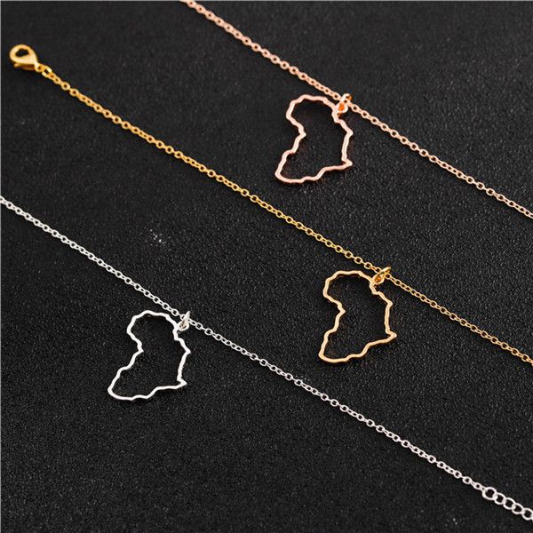 50pcs World Africa Map Chain Necklace African Israel France Palestine Australia US Somali Country Charm Gold Korean Choker National Pride So