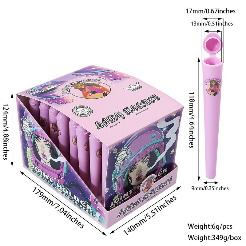 Smoking Lady hornet Pink plastic Herb Rolling Paper Maker Manual Tobacco Roller Cone Joint tubes with Doob Tube Cigarette Rolling storage Tool