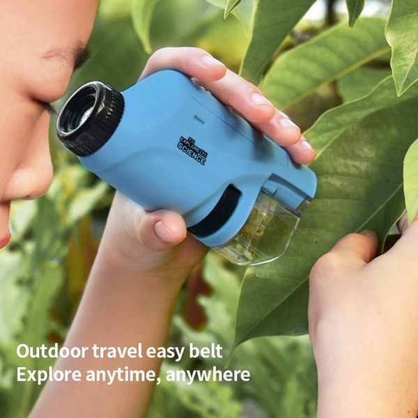 Novelty Games Handheld Microscope Kit Lab LED Light 60X-120X Home School Biological Science Educational Toys Gift For Children