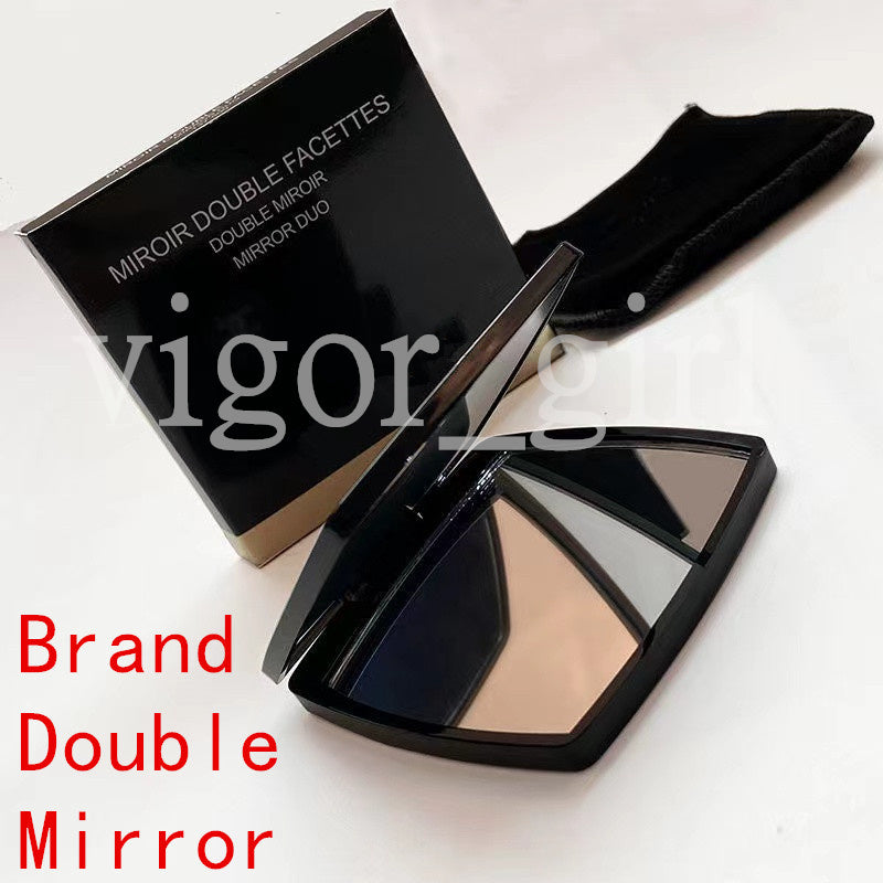 Fashion acrylic cosmetic portable mirror Folding Velvet dust bag mirror with gift box Girl Make up Tools