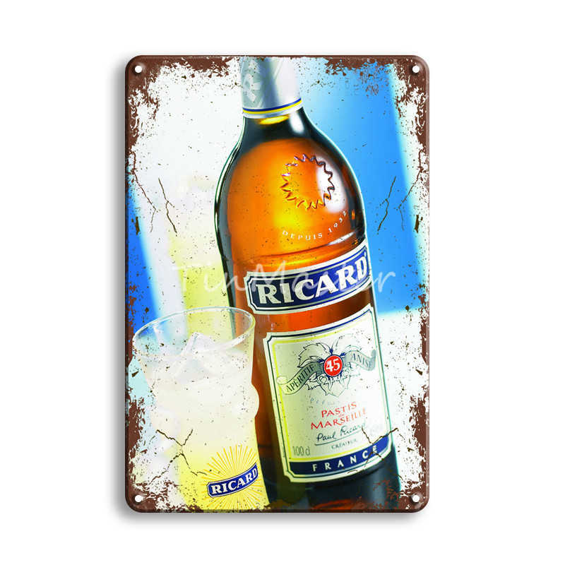 Ricard Beer Metal Tin Sign Vintage Havana Club Poster Metal Signs Antique Irish Pub Bar Cafeteria Kitchen Art Wall Home Decor