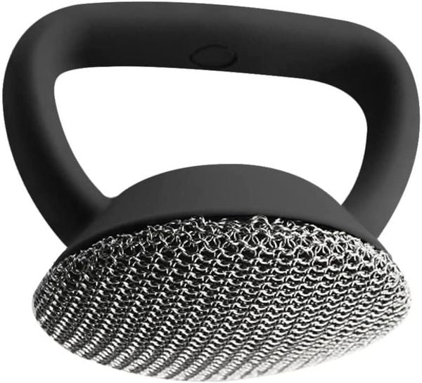 Cast Iron Scrubber,Upgraded Chainmail Brush,Cleaner for Pans and Pots,Ergonomic Food Safe Design,Perfect for Cleaning Cast Iron Cookware,Gri