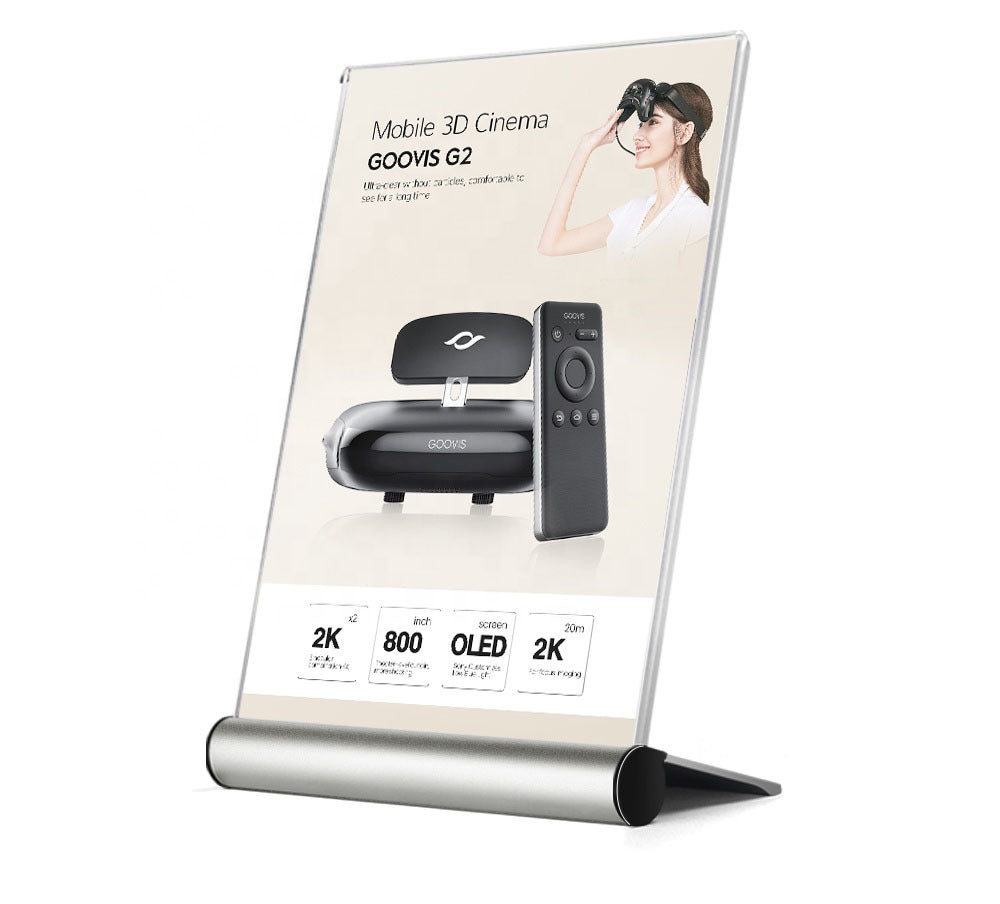 A5 Aluminum Sign Holder l Shape Table Desk Price Advertising Display Stands