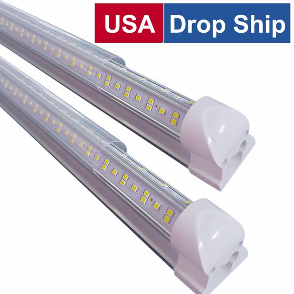 T8 8Ft LED Tubes Lights V Shape Integrated LED Tubes 4 5 6 8 ft Cooler Door Freezer Lighting double Row Brightest Light Shop fixture Daytime