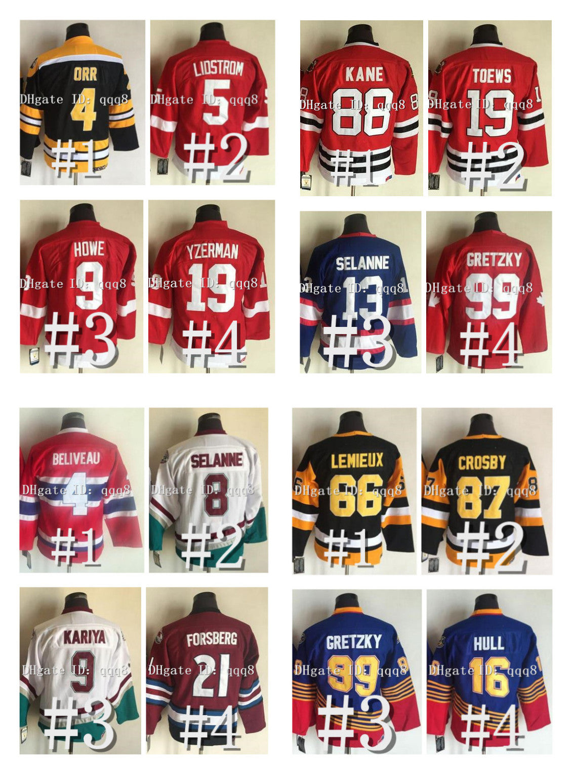 Youth Kids Vintage Hockey Jersey Lemieux Sidney Crosby Wayne Gretzky Alex Ovechkin Teemu Selanne Bobby Orr Jaromir Jagr Pavel Bure Gordie Howe Wende