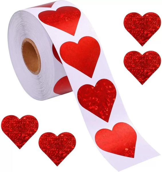 500pcs Red Heart Shape Labels Valentine&#039;s Day Paper Packaging Sticker Candy Bag Gift Box Packing Adhesive Stickers PRO232