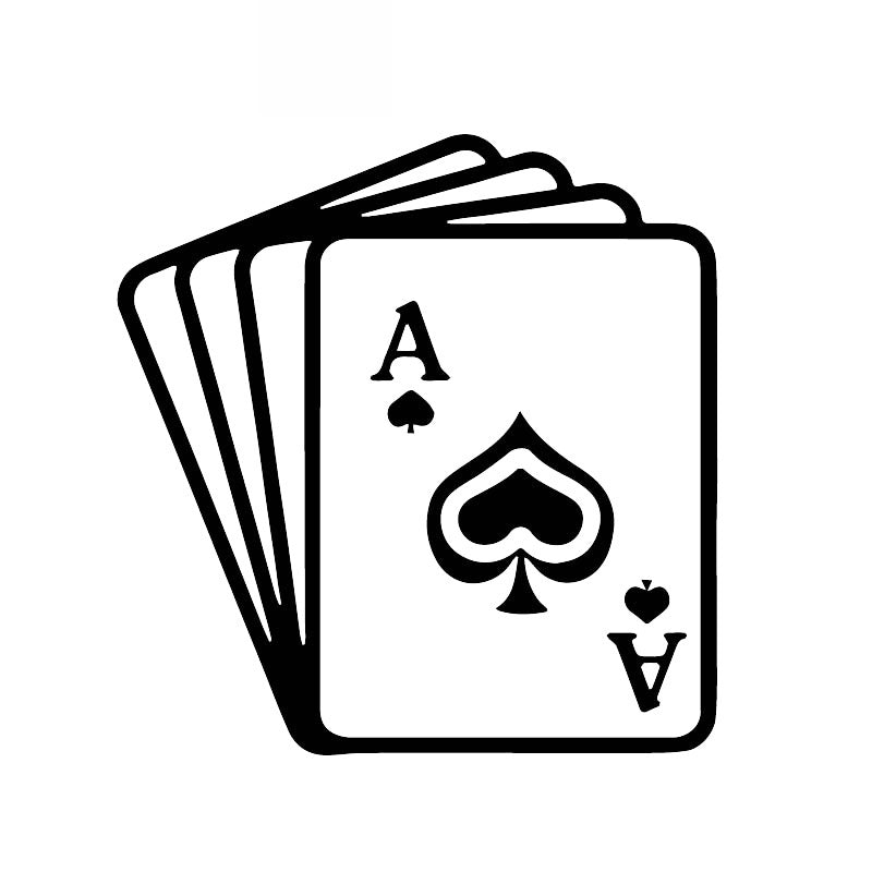 Fun Entertainment Poker Spades A Exquisite Decals Car Window Stickers Personalized Waterproof Decals Black-white, 15cm*15cm