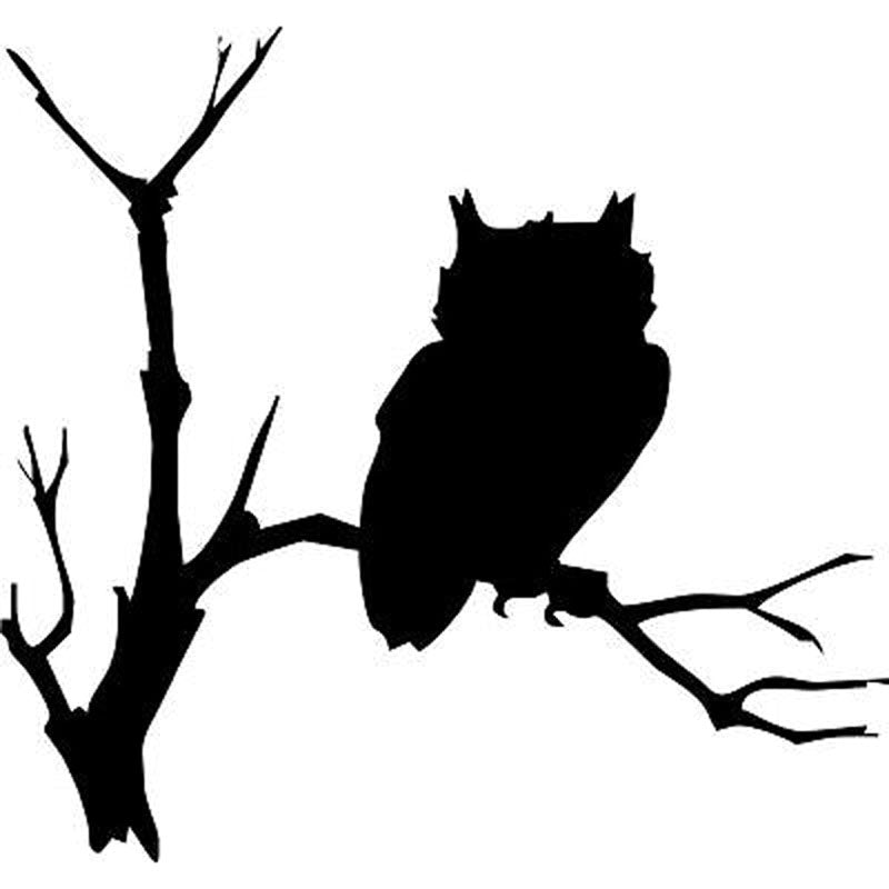 Owl on The Branch Stickers High Quality Car Decoration Decals Personalized Waterproof Decals Black-white, 15cm*16cm