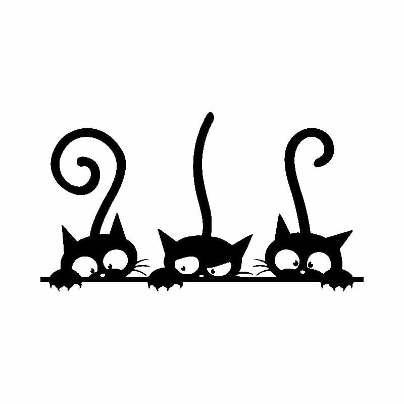 Cute Cat Family Car Sticker High Quality Fashion Car Window Decoration Personality Waterproof Decal Black-white, 15cm*8cm