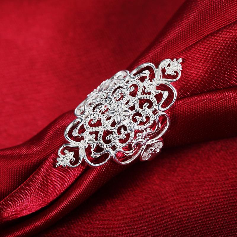 Cluster Rings Luxury 925 Sterling Silver For Women Fine Wide Retro Elegant Flower Fashion Party Gifts Girl Charm Wedding Jewelry