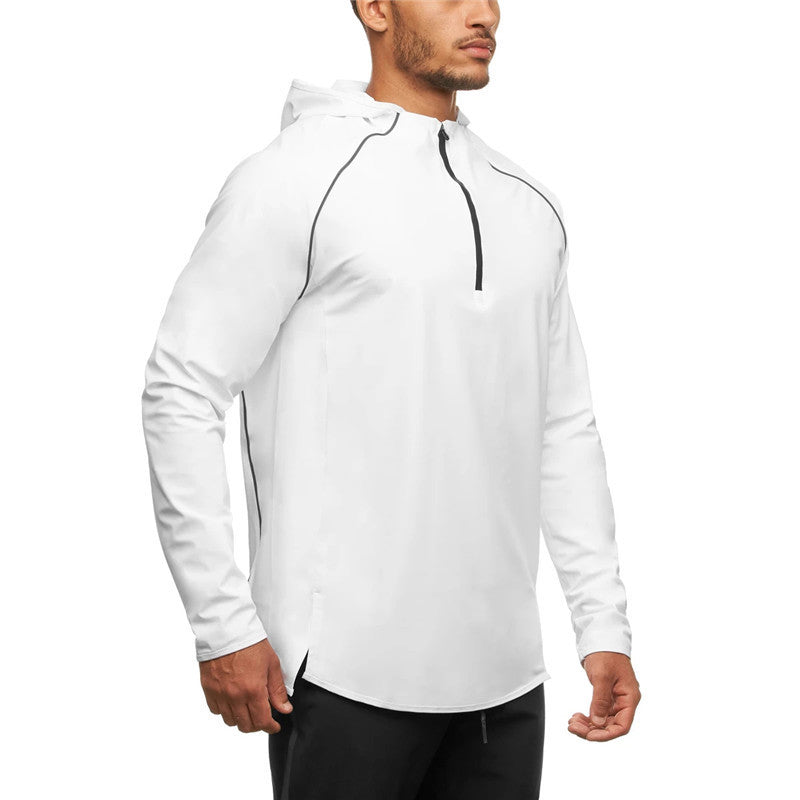 Men Hoodie Hooded Sweatshirt Sports Quick Drying Workout Training Zipper Casual Jogging Coat