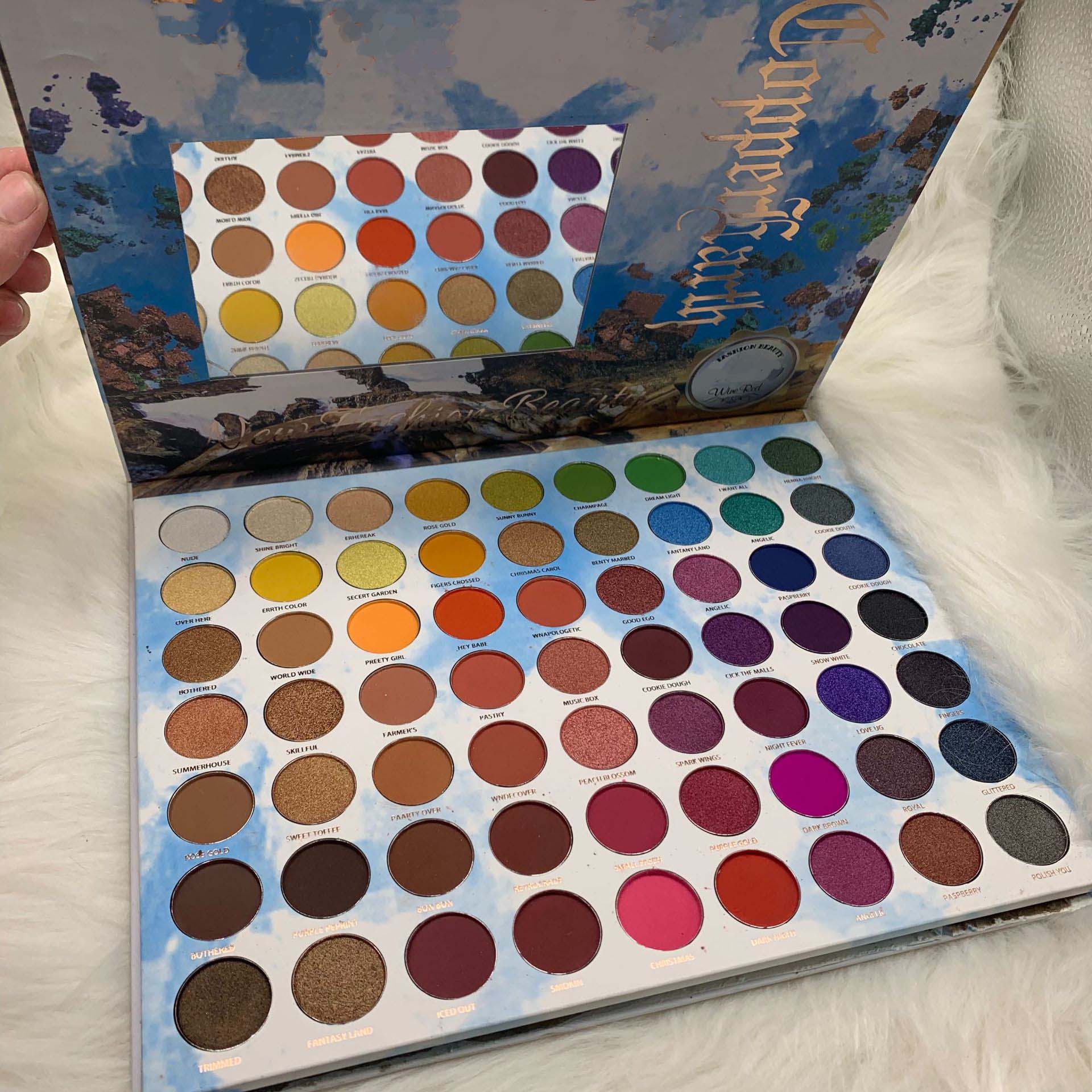 Premium Brighten Color Matte & Shimmer 63 Colors Eyeshadow Palette Cosmetics Water-Resistant Long Lasting Easy To Wear Eye Pigment Pressed Powder Ma