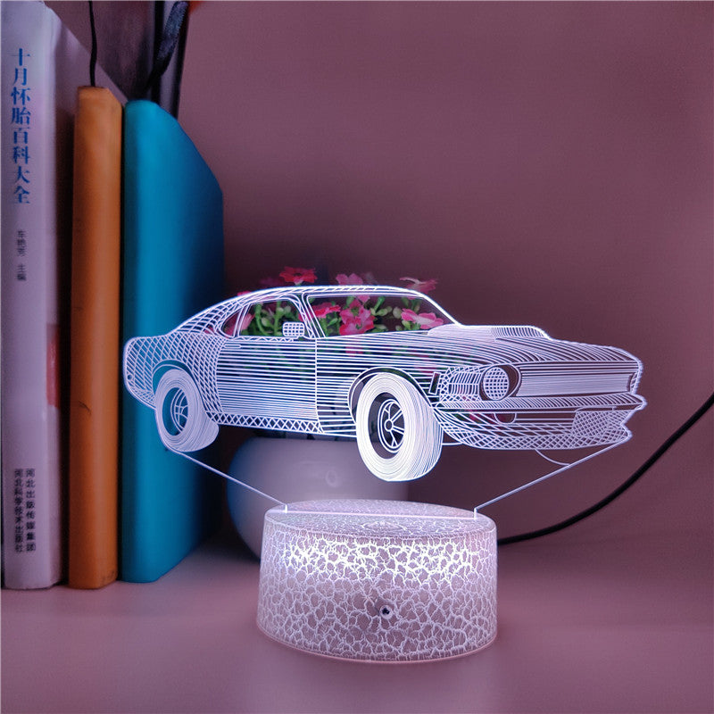 3D Illusion Light LED Nightlight Kids for Retro Sports Car Bedroom Decor Desk Lamp Color Changing Atmosphere APP Control Gifts Event Prize