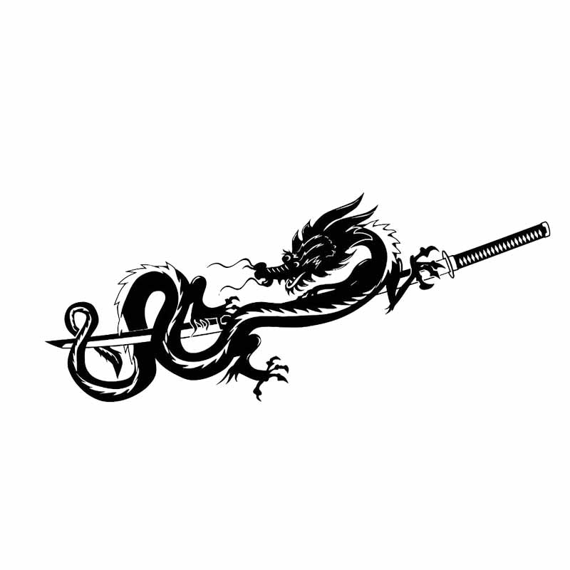 18.2*7.6CM Oem Dragon Samurai Symbol Car Sticker Decal Soldier Black-Silver Covering The Body Vinyl