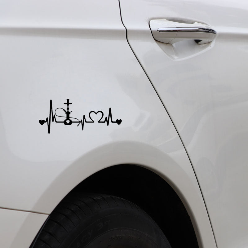 14.2CM*6CM Hookah Heartbeat Lifeline Decal Vinyl Black Car Sticker 1