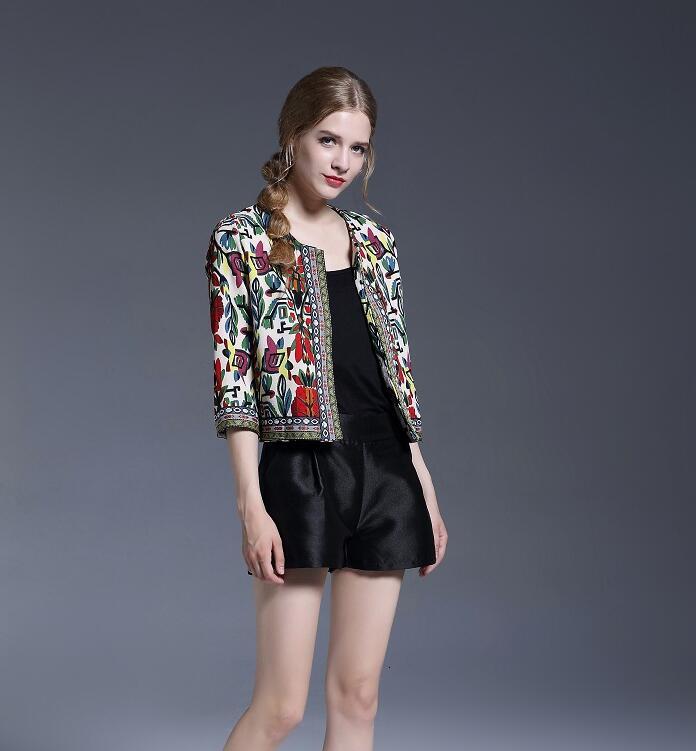 Ethnic Clothing Embroidery Outerwear Winter Tribal Print Office Fashion Ladies Women Coats Vintage Autumn Long Sleeve Coat