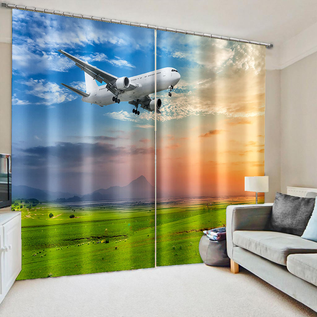 Fashion Customized Photo 3D Curtain for Living Room Window green landscape fly curtains