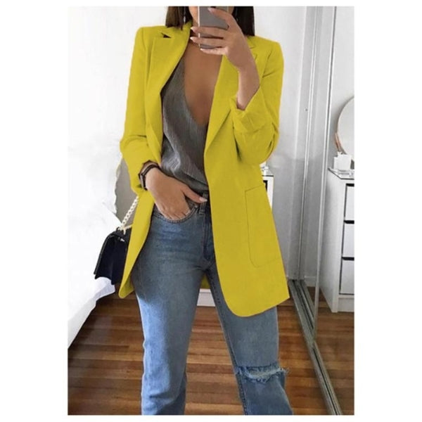 Long Blazers Women Ladies Casual Office White Black Blue Red Yellow Pink Orange Plus Size Oversized Blazer