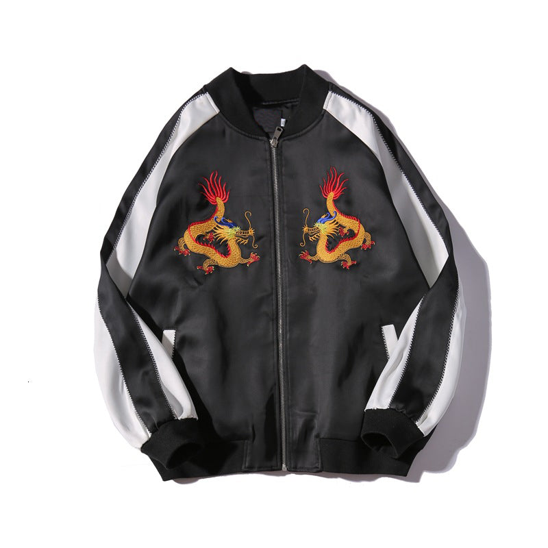 Men&#039;s Jackets Fashion- Embroidery Men Coat Green Bomber Female Pilots Reversible Outerwear for Teenager Couples S-2XL TCXF